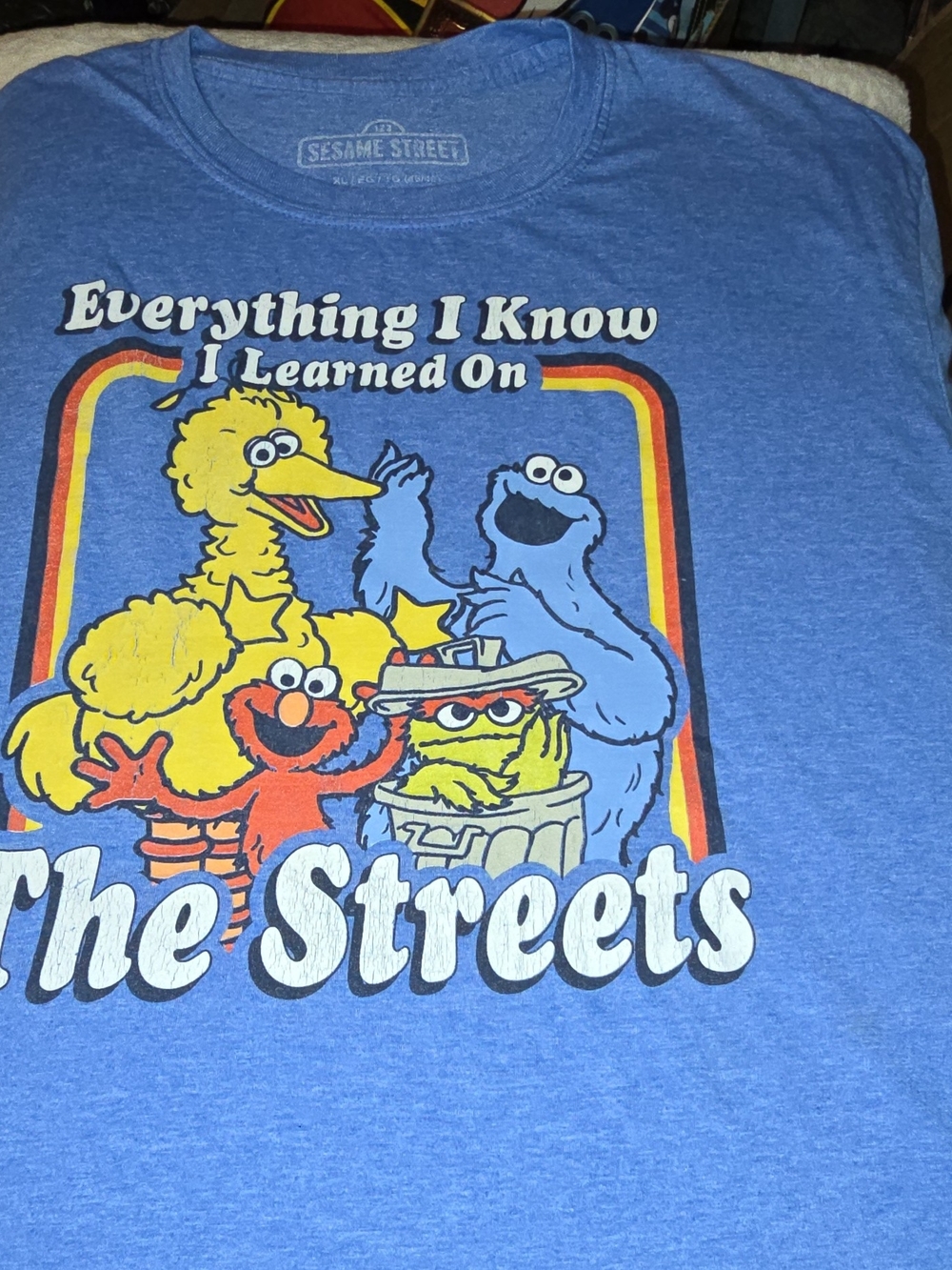 Sesame Street Men's Blue Jeans Shirt Label Detail